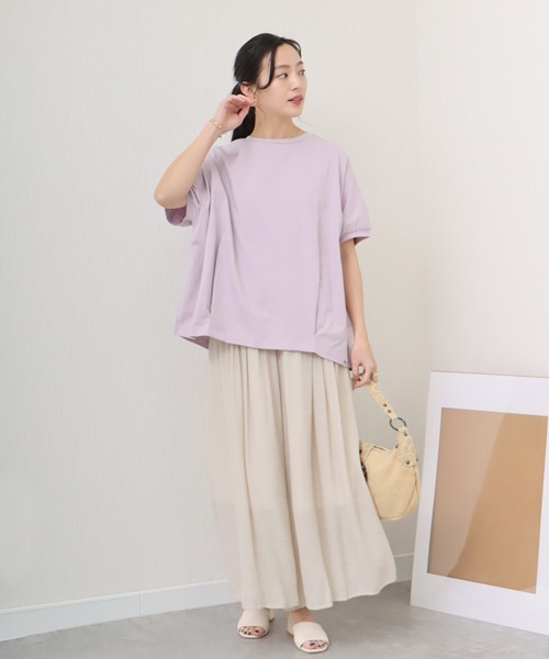 libelle more(リベル モア)の「《接触冷感》USAコットン 裾タックTシャツ(Tシャツ/カットソー・レディース・グレイッシュブルー/オフホワイト/ブラック/ラベンダー・M/L)」の21枚目の写真