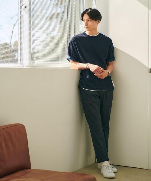 green label relaxing（グリーンレーベルリラクシング）の「クリーン ダブルフェイス クルーネック カットソー -抗菌-（Tシャツ/カットソー・メンズ・ライトブルー/ライトグレー/ネイビー/ダークグレー・S/M/L/XL）」の21枚目の写真