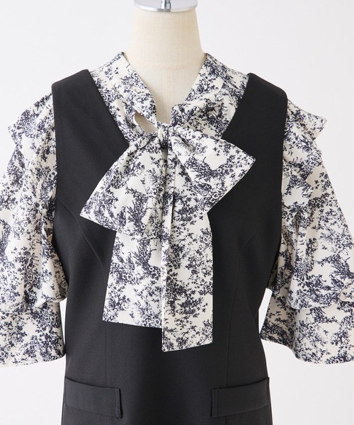 one after another NICE CLAUP(ワンアフターアナザーナイスクラップ)の「前後2WAYボウタイブラウス+ミニジャンスカセット(ワンピース・レディース・ホワイト系その他/ブラック系その他/ピンク系その他・FREE)」の4枚目の写真