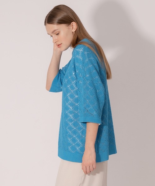 ONCILY(オンシェリー)の「MESH KNIT POLO SHIRT / メッシュニットポロシャツ(ポロシャツ・メンズ・グリーン/パープル/ブルー・LARGE/MEDIUM)」の6枚目の写真