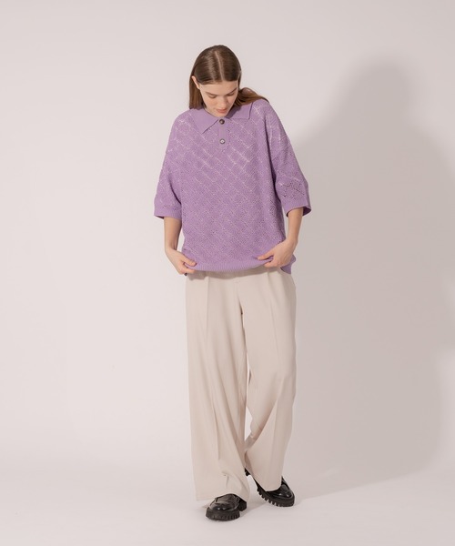 ONCILY(オンシェリー)の「MESH KNIT POLO SHIRT / メッシュニットポロシャツ(ポロシャツ・メンズ・グリーン/パープル/ブルー・LARGE/MEDIUM)」の19枚目の写真