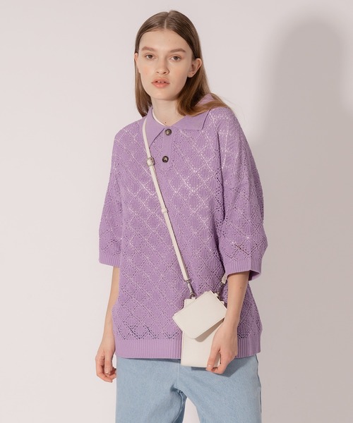 ONCILY(オンシェリー)の「MESH KNIT POLO SHIRT / メッシュニットポロシャツ(ポロシャツ・メンズ・グリーン/パープル/ブルー・LARGE/MEDIUM)」の14枚目の写真