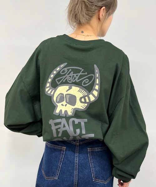 WHO'S WHO gallery(フーズフーギャラリー)の「COOPER FACTバッファローボーンロンTEE(Tシャツ/カットソー・レディース・ホワイト/ライトグレー/ブラック/グリーン・FREE)」の4枚目の写真