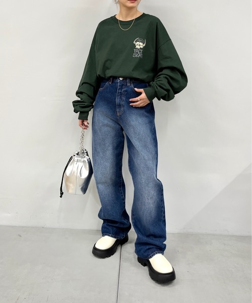 WHO'S WHO gallery(フーズフーギャラリー)の「COOPER FACTバッファローボーンロンTEE(Tシャツ/カットソー・レディース・ホワイト/ライトグレー/ブラック/グリーン・FREE)」の6枚目の写真
