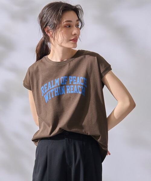 ANY(エニィ)の「【接触冷感/UVケア】ノースリーブロゴTシャツ(Tシャツ/カットソー・レディース・グレー系/アイボリー系/ダークブラウン系・3/2)」の2枚目の写真