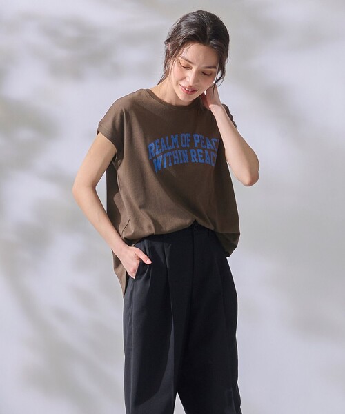 ANY(エニィ)の「【接触冷感/UVケア】ノースリーブロゴTシャツ(Tシャツ/カットソー・レディース・グレー系/アイボリー系/ダークブラウン系・3/2)」の4枚目の写真