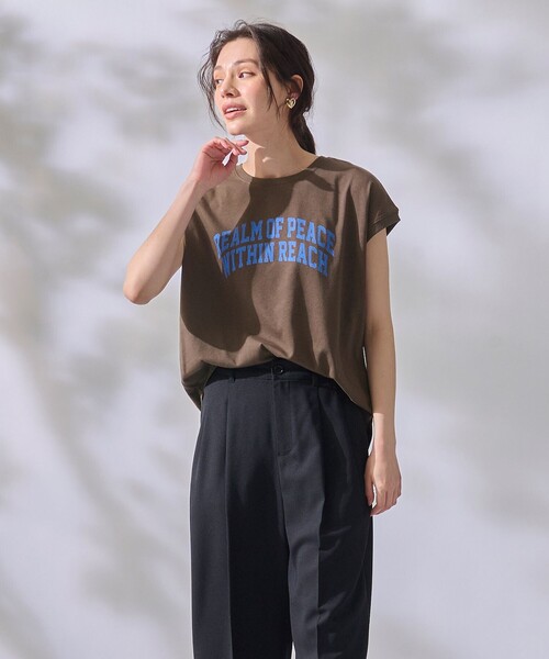 ANY(エニィ)の「【接触冷感/UVケア】ノースリーブロゴTシャツ(Tシャツ/カットソー・レディース・グレー系/アイボリー系/ダークブラウン系・3/2)」の5枚目の写真