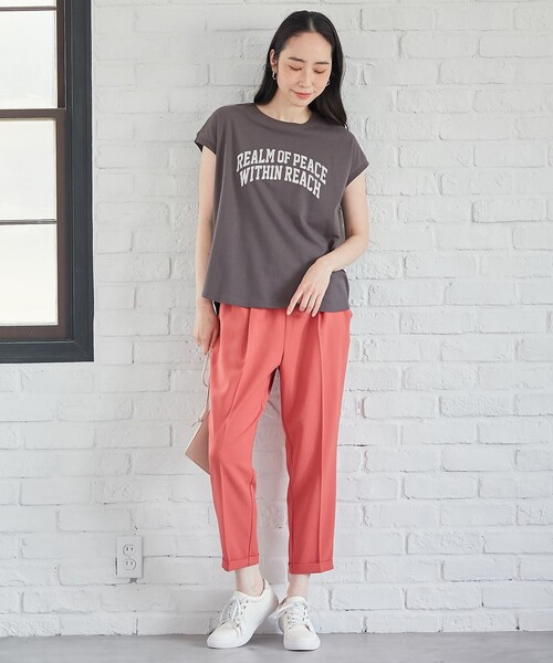 ANY(エニィ)の「【接触冷感/UVケア】ノースリーブロゴTシャツ(Tシャツ/カットソー・レディース・グレー系/アイボリー系/ダークブラウン系・3/2)」の7枚目の写真
