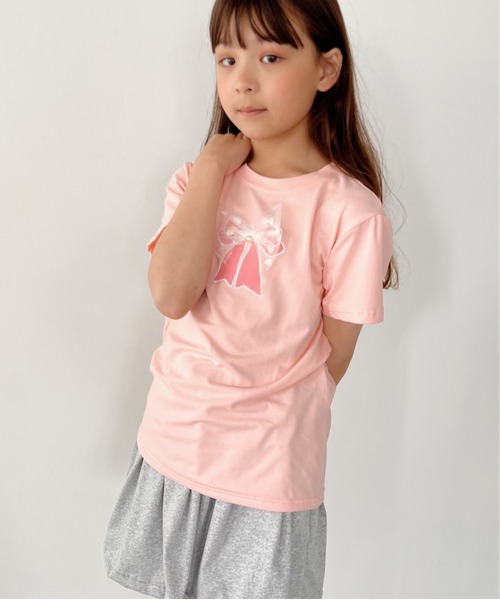 NESTA（ネスタ）の「リボンレース半袖Tシャツ（Tシャツ/カットソー・キッズ・パープル/ホワイト/ピンク・120/130/140）」の3枚目の写真