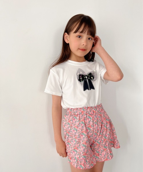 NESTA（ネスタ）の「リボンレース半袖Tシャツ（Tシャツ/カットソー・キッズ・パープル/ホワイト/ピンク・120/130/140）」の6枚目の写真