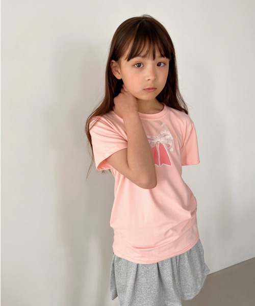NESTA（ネスタ）の「リボンレース半袖Tシャツ（Tシャツ/カットソー・キッズ・パープル/ホワイト/ピンク・120/130/140）」の4枚目の写真