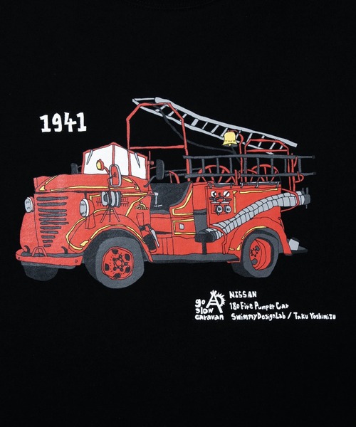 go slow caravan(ゴースローキャラバン)の「ニッサン180型消防ポンプ車 TEE(Tシャツ/カットソー・メンズ・ブラック/ホワイト・XX-LARGE/MEDIUM/LARGE/X-LARGE)」の4枚目の写真