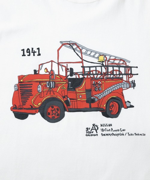 go slow caravan(ゴースローキャラバン)の「ニッサン180型消防ポンプ車 TEE(Tシャツ/カットソー・メンズ・ブラック/ホワイト・XX-LARGE/MEDIUM/LARGE/X-LARGE)」の12枚目の写真