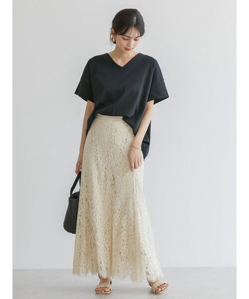 AMERICAN HOLIC(アメリカンホリック)の「キレイCottonVネックカットプルオーバー(Tシャツ/カットソー・レディース・ネイビー/オフホワイト/グリーン/レッド/ブラック・L/M)」の18枚目の写真