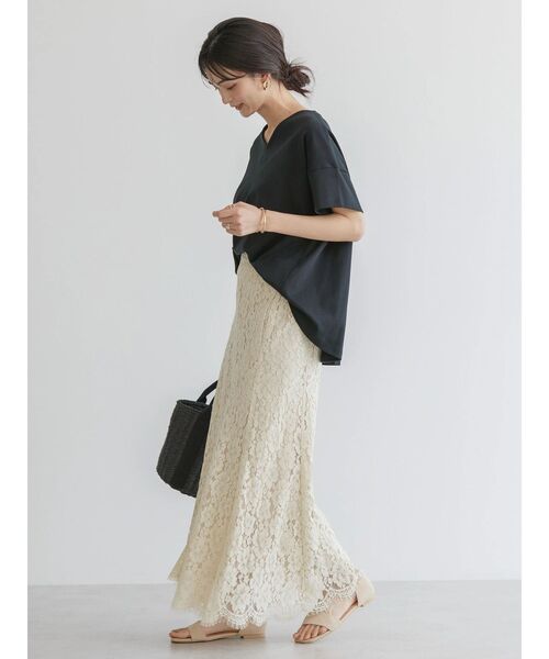 AMERICAN HOLIC(アメリカンホリック)の「キレイCottonVネックカットプルオーバー(Tシャツ/カットソー・レディース・ネイビー/オフホワイト/グリーン/レッド/ブラック・L/M)」の19枚目の写真
