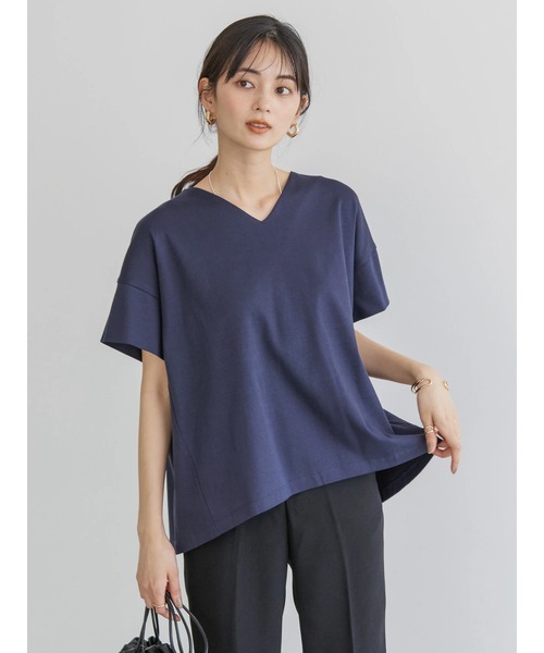 AMERICAN HOLIC(アメリカンホリック)の「キレイCottonVネックカットプルオーバー(Tシャツ/カットソー・レディース・ネイビー/オフホワイト/グリーン/レッド/ブラック・L/M)」の6枚目の写真