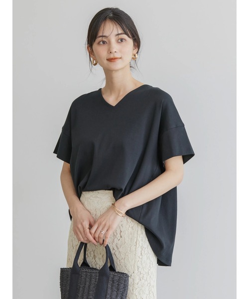 AMERICAN HOLIC(アメリカンホリック)の「キレイCottonVネックカットプルオーバー(Tシャツ/カットソー・レディース・ネイビー/オフホワイト/グリーン/レッド/ブラック・L/M)」の7枚目の写真