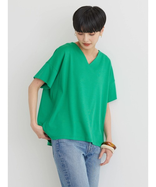 AMERICAN HOLIC(アメリカンホリック)の「キレイCottonVネックカットプルオーバー(Tシャツ/カットソー・レディース・ネイビー/オフホワイト/グリーン/レッド/ブラック・L/M)」の8枚目の写真
