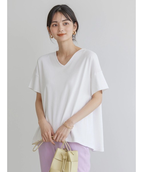 AMERICAN HOLIC(アメリカンホリック)の「キレイCottonVネックカットプルオーバー(Tシャツ/カットソー・レディース・ネイビー/オフホワイト/グリーン/レッド/ブラック・L/M)」の10枚目の写真