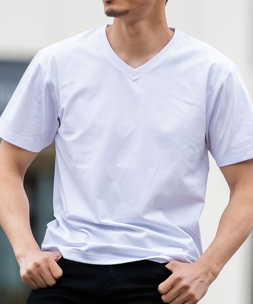 SILVER BULLET(シルバーバレット)の「『CavariA/キャバリア』綿タッチポリエステルVネックTEE(Tシャツ/カットソー・メンズ・ホワイト/ブラック・L/XL/M)」の4枚目の写真