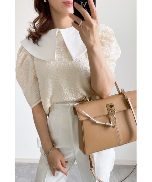 &. NOSTALGIA（アンドドットノスタルジア）の「【ZOZO限定】ビッグカラー付きカットソー（Tシャツ/カットソー・レディース・アイボリー/ブラック/ブラック系その他/ベージュ/ネイビー・M）」の12枚目の写真