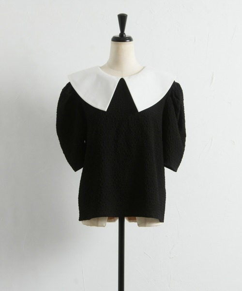 &. NOSTALGIA（アンドドットノスタルジア）の「【ZOZO限定】ビッグカラー付きカットソー（Tシャツ/カットソー・レディース・アイボリー/ブラック/ブラック系その他/ベージュ/ネイビー・M）」の18枚目の写真