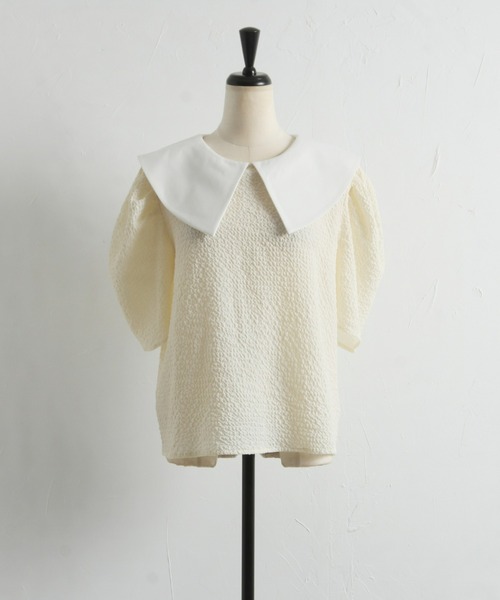 &. NOSTALGIA（アンドドットノスタルジア）の「【ZOZO限定】ビッグカラー付きカットソー（Tシャツ/カットソー・レディース・アイボリー/ブラック/ブラック系その他/ベージュ/ネイビー・M）」の19枚目の写真