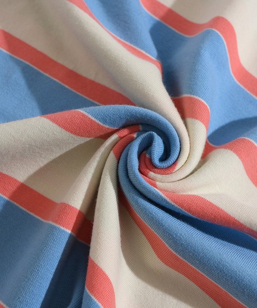 HOOK（フック）の「HOOK -original- ワッペン刺繍入り配色ボーダー半袖TEE (SS)（Tシャツ/カットソー・メンズ・パープル/ブルー/イエロー/ピンク/グリーン・M/L/XL）」の6枚目の写真