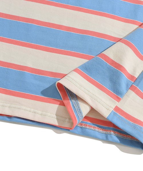 HOOK（フック）の「HOOK -original- ワッペン刺繍入り配色ボーダー半袖TEE (SS)（Tシャツ/カットソー・メンズ・パープル/ブルー/イエロー/ピンク/グリーン・M/L/XL）」の16枚目の写真