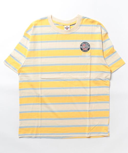 HOOK（フック）の「HOOK -original- ワッペン刺繍入り配色ボーダー半袖TEE (SS)（Tシャツ/カットソー・メンズ・パープル/ブルー/イエロー/ピンク/グリーン・M/L/XL）」の19枚目の写真