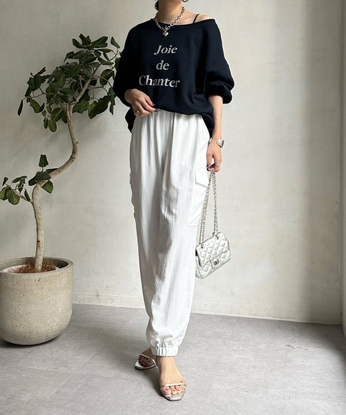 DouDou（ドゥドゥ）の「ロゴ6分袖スウェット（スウェット・レディース・ネイビー/オレンジ/オフホワイト・FREE）」の14枚目の写真