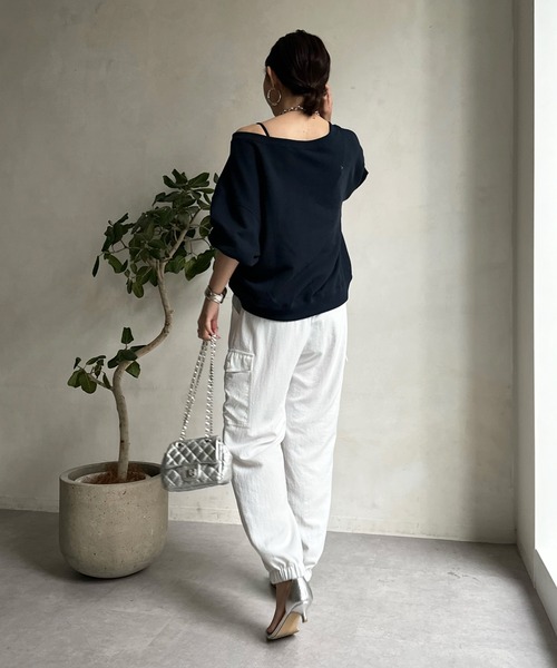 DouDou（ドゥドゥ）の「ロゴ6分袖スウェット（スウェット・レディース・ネイビー/オレンジ/オフホワイト・FREE）」の16枚目の写真