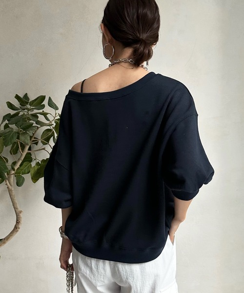 DouDou（ドゥドゥ）の「ロゴ6分袖スウェット（スウェット・レディース・ネイビー/オレンジ/オフホワイト・FREE）」の18枚目の写真