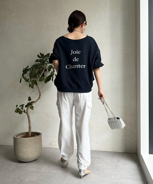 DouDou（ドゥドゥ）の「ロゴ6分袖スウェット（スウェット・レディース・ネイビー/オレンジ/オフホワイト・FREE）」の20枚目の写真