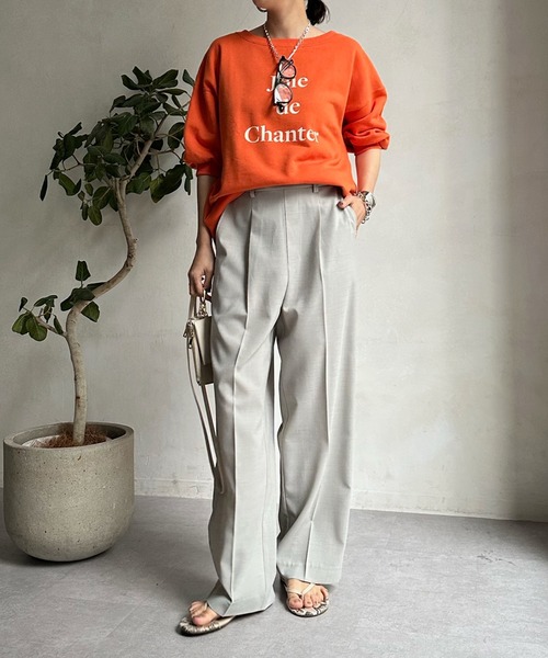 DouDou（ドゥドゥ）の「ロゴ6分袖スウェット（スウェット・レディース・ネイビー/オレンジ/オフホワイト・FREE）」の22枚目の写真