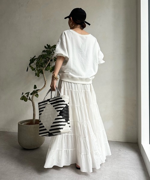 DouDou（ドゥドゥ）の「ロゴ6分袖スウェット（スウェット・レディース・ネイビー/オレンジ/オフホワイト・FREE）」の6枚目の写真