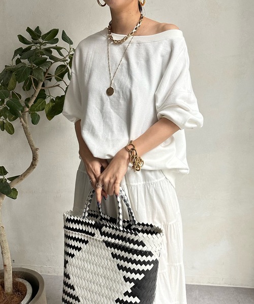 DouDou（ドゥドゥ）の「ロゴ6分袖スウェット（スウェット・レディース・ネイビー/オレンジ/オフホワイト・FREE）」の11枚目の写真