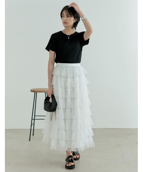 ブラックチュールフリルロングスカート スカート フリルチュールロングスカート : ZOZOTOWN Yahoo!店