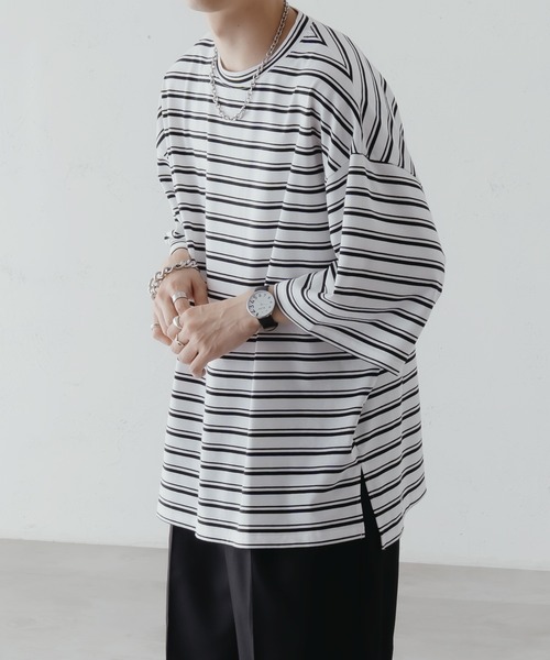 epnok（エプノック）の「マルチボーダーTee（Tシャツ/カットソー・メンズ・オフホワイト/グレイッシュブルー/ブルーグリーン/ミント・LARGE/SMALL/MEDIUM）」の11枚目の写真