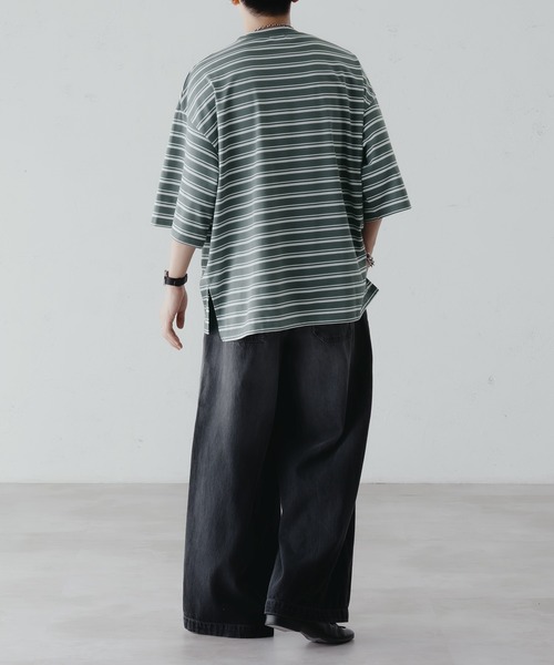 epnok（エプノック）の「マルチボーダーTee（Tシャツ/カットソー・メンズ・オフホワイト/グレイッシュブルー/ブルーグリーン/ミント・LARGE/SMALL/MEDIUM）」の20枚目の写真