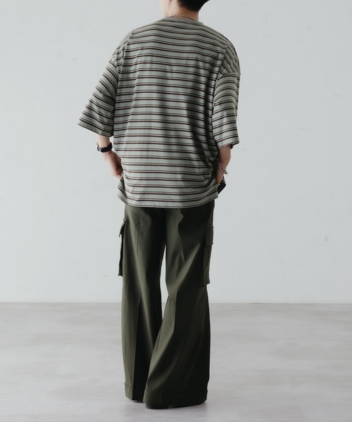 epnok（エプノック）の「マルチボーダーTee（Tシャツ/カットソー・メンズ・オフホワイト/グレイッシュブルー/ブルーグリーン/ミント・LARGE/SMALL/MEDIUM）」の16枚目の写真