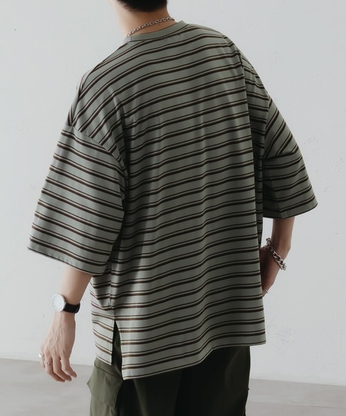 epnok（エプノック）の「マルチボーダーTee（Tシャツ/カットソー・メンズ・オフホワイト/グレイッシュブルー/ブルーグリーン/ミント・LARGE/SMALL/MEDIUM）」の22枚目の写真