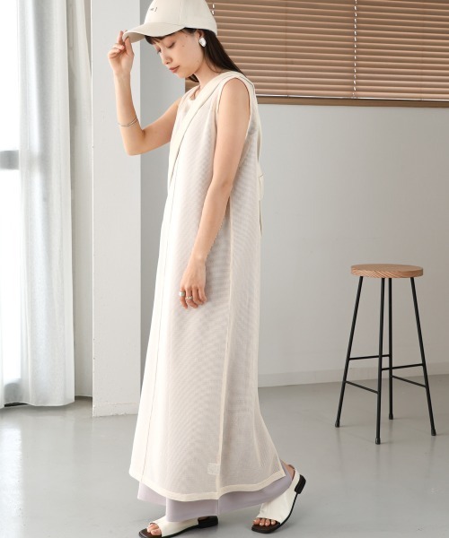 Bab（バブ）の「【低身長向けサイズあり】メッシュ×キャミワンピースセット（ワンピース・レディース・ブラック/アイボリー/ブラウン・M/S）」の5枚目の写真