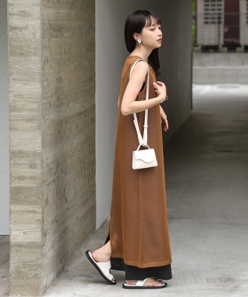 Bab（バブ）の「【低身長向けサイズあり】メッシュ×キャミワンピースセット（ワンピース・レディース・ブラック/アイボリー/ブラウン・M/S）」の13枚目の写真