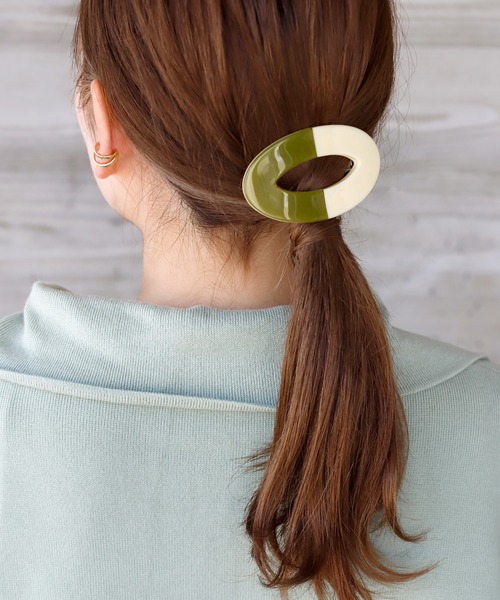 セール】バイカラーオーバルバレッタ（バレッタ/ヘアクリップ