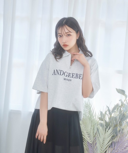 ANDGEEBEE（アンジービー）の「UNISEX 衿付きロゴT（Tシャツ/カットソー・レディース・グレー/ネイビー・X-LARGE）」の4枚目の写真