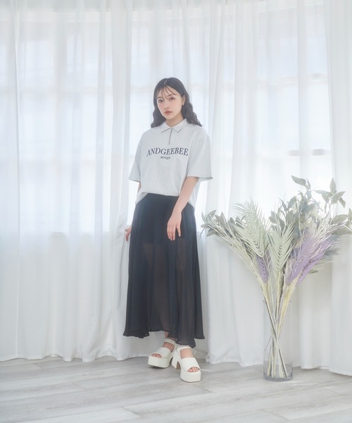 ANDGEEBEE（アンジービー）の「UNISEX 衿付きロゴT（Tシャツ/カットソー・レディース・グレー/ネイビー・X-LARGE）」の14枚目の写真