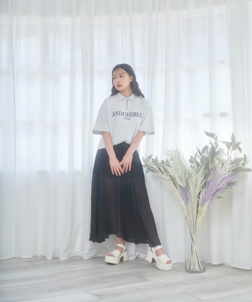 ANDGEEBEE（アンジービー）の「UNISEX 衿付きロゴT（Tシャツ/カットソー・レディース・グレー/ネイビー・X-LARGE）」の7枚目の写真