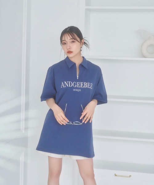ANDGEEBEE（アンジービー）の「UNISEX 衿付きロゴT（Tシャツ/カットソー・レディース・グレー/ネイビー・X-LARGE）」の15枚目の写真