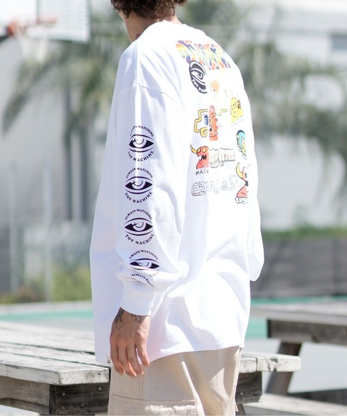 TOY　MACHINE（トイ　マシーン）の「【ムラサキスポーツ別注】TOY MACHINE/トイマシーン LSTシャツ ロンT ビッグシルエット バックプリント MTMFDLT3（Tシャツ/カットソー・メンズ・ブラック/ベージュ/ホワイト・M/L/XL）」の5枚目の写真